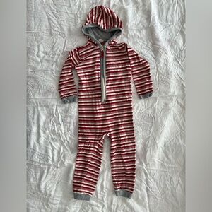 Cozy Striped Red and Gray Kids Pajama Set